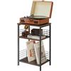 YMYNY Scaffale a 3 Ripiani, Tavolino in Soggiorno, Supporto per Giradischi, Libreria per Ufficio, Studio, Camera da Letto, 40×29×62.5CM, Stile Industriale,Grigio HST009G