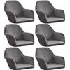 WJHDWYD Copripoltrona Velluto Coprisedie con Braccioli Elasticizzato Universale 1/2/4/6 Pezzi Copertura Sedie Poltroncina Fodera per Sedia Ufficio Sala(Grigio Grigio,6 pezzi)