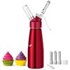 Newaner 500ml Sifone Panna Montata, sifon da Casa e Cucina Alluminio con 3 Ugelli in Acciaio Inox e 1 Spazzola da Pulizza, per Decorazione Torte di Compleanno Pasticceria Panna Gelato e Dessert