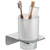 WEISSENSTEIN Portaspazzolini bagno adesivo 3M - Inox e vetro smerigliato