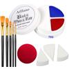 Afflano Pittura Viso Halloween Pittura Corpo Rosso Bianco e Blu, Afflano Clown Joker Trucco Face Body Painting Kit, Trucco Bianco Per Viso Halloween Cadavere Sposa Sfx Occhio Nero Calcio Sport Trucchi Cosplay