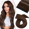 Silk-co Extension Capelli Veri Clip Fascia Unica 3/4 Full Head Lunga 20cm 40g Remy Human Hair Clip in Extension - 4 Marrone Cioccolato