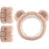 ノーブランド品 Set di fasce per capelli da spa, legamenti per testa e polso, fascia per yoga per la cura della pelle, nastro portatile per la testa della spa, comodo washbob con orecchie di animale per lavare il