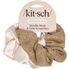 Kitsch Elastici per capelli in rete metallica e raso da donna, in tessuto riciclato per una presa sicura, comoda da indossare, più morbidi degli elastici in seta, per tutti i tipi di capelli, crema e