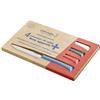 Opinel Coltello da tavola Opinel Bon Appetit+, 4 pezzi, acciaio Sandvik 12C27, microseghettatura, manico in polimero grigio chiaro, blu, rosso, antracite