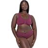 Ulla Popken Bustier Senza Ferretto con Retro di Pizzo e Chiusura Anteriore Bacca Scura 85D 844292544-85D
