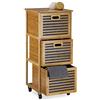 Relaxdays Scaffale per Bagno con Rotelle, Armadietto in bambù con 3 Scomparti, Multiuso, HLP: 92 x 41 x 41 cm, Naturale