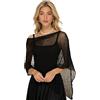 JasmyGirls Maglia poncho trasparente da donna, Y2K, coprispalle all'uncinetto, in maglia, coprispalle all'uncinetto, bolero in rete, abbigliamento da spiaggia, Nero, XS-XL
