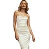 KBRPEY Abito Elegante Donna Spaghetti Strap Abiti Sexy Senza Maniche Vestiti Donna Eleganti Schiena Bassa Gonna Lunga a Party Cocktail Clubwear Bianco Aderente Vestito(Bianco)
