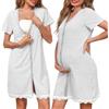 Uniexcosm Camicie da Notte Parto Cotone Camicia Notte Premaman con Scollo A V Manica Corta Aperto Anteriore Camicia da Notte Donne Gravidanza