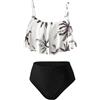 FILOWA Bikini Set per Ragazze Bambina 2 Pezzi Costume da Bagno, 7-14 Anni | Top e Slip da Bagno, Volant Tankini, Spalline Regolabili, Hawaiano Stampa, Costumi da Bagno Piscina Spiaggia per Adolescente