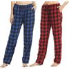 BEGIANT Confezione da 1 - 2 pantaloni pigiama da donna in cotone a quadri in flanella con tasche ultra morbidi pigiama per donna abbigliamento da notte, A quadri blu + a quadretti rossi (confezione da