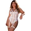 sunshinelady Body Sexy Rete in Pizzo da Donna con Reggicalze Bodysuit Set di Lingerie Teddy Jumpsuit Babydoll Hot Intimo Estate Trasparente Taglie Forti Bianco 3XL-4XL