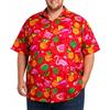King Kameha Taglie Forti - Camicia Hawaiana Uomo Maniche Corte - Camicia Aloha Estiva con Stampa Fenicotteri e angurie, Leggera e Facile da Curare