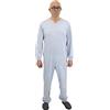 FERRUCCI COMFORT Pigiama Tutone Sanitario semplicità Manica Lunga 3 Cerniere/Zip Dietro Schiena e Interno Gamba Estivo (Azzurro/Cielo, S)