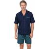 Henry Terre Pigiama da uomo con pantaloncini e maglietta a maniche corte Karl, taglie 3XL-5XL, taglie forti, in cotone, con bottoni, nero, 5XL