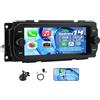 Slakerbe Android 14 Autoradio con Carplay Android Auto Compatibile con Grand Cherokee Wrangler Liberty Chrysler Grand Voyager 300M PT Cruiser RAM 1500 2500, 2G+32G 6.86 Pollici Car Audio con WiFi FM
