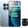 XIAOMI Redmi Note 15 Pro 5G 12GB+512GB Smartphone,MTK Dimensity 7400-Ultra,6.83 AMOLED Display 200MP Fotocamera, Batteria 6580mAh, IP68,Caricatore Non,Blu,incluso cuffie smart incluse nero