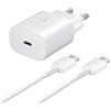 L2M1 Caricatore Caricabatterie Ricarica Ultrarapida 25W Bianco Spina con Cavo per Samsung Galaxy A Quantum / A02s / A11 / A12 / A21 / A21s / A31 / A41 / A42 5G / A51 5G / A71 5G / A71 5G UW
