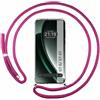 Tumundosmartphone Custodia a sospensione trasparente per Realme GT 6/GT 6T 5G con cordone rosa fucsia