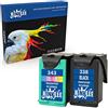 RINKLEE Sostituzione per HP 338 343 Cartucce Compatibile con HP Photosmart 2575 2610 2710 8150 8450 8750 C3180 DeskJet 460 6540 9800 PSC 1610 2355 Officejet 100 150 H470 | 1 Nero, 1 Tricolore