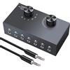 LiNKFOR Switch Audio Bidirezionale 6x1/1x6 con Controllo Volume Commutatore Stereo 3.5mm e 6.35mm con Cavo Audio 3,5mm Senza Alimentazione Switch Audio Bidirezionale per Home Studio, PC, Cuffie, Casse