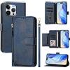Ymyhyuxi Custodia a portafoglio in pelle per Umidigi A15C, custodia per biglietti da visita, portafoglio per telefono, doppio strato (blu navy)