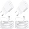 lezaface Caricabatterie rapido per iPhone 16 15,2 Pack caricatore USB C 20W con cavo 3M tipo C adattatore di alimentazione da parete per Apple iPhone 16/16 Pro/16 Pro Max/16 Plus/15/15 Pro/15 Pro Max/iPad/Air