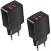 CREAPICO Caricatore USB 2 Pezzi, Presa Doppio 2 Porte USB-A 5V2.1A, Alimentatore Caricabatterie Spina 10.5W per iPhone iPad Airpods, Samsung, Google, Huawei, Xiaomi, Power Bank, tablet e Più Dispositivi