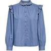 ONLY Onlpiper L/S EMB Frill DNM Shirt Qyt, Media Blu Denim, M Donna