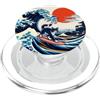 Surfing Cat Hokusai Great Wave Off Kanag Surfing Cat Hokusai Grande onda Off Kanagawa Arte Giapponese PopSockets PopGrip per MagSafe