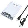 OTraki Alloggiamento per disco rigido esterno da 2,5 pollici, 5 Gbps, USB 3.0 a SATA, con capacità di archiviazione di 4 TB, alloggiamento trasparente per disco rigido UASP per 7/9,5 mm HDD/SSD, per
