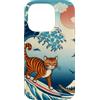 Surfing Cat Hokusai Great Wave Off Kanag Custodia per iPhone 14 Pro Surfing Cat Hokusai Grande onda Off Kanagawa Arte Giapponese