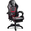 Sofotel Sedia da gioco - Sedia da gioco ergonomica da ufficio - con poggiapiedi a secchiello - Regolabile e girevole - Per lavoro, giocare e rilassarsi - 120 kg - Nero, Rosso