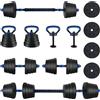 vidaXL Set di manubri 4 in 1, 40 kg, nero e blu, cemento e sabbia di ferro
