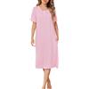 Sopesil Camicia da Notte Donna in Modale Camicie da Notte Estive con Manica Corta e Scollo Tondo con Pizzo e Bottoni Vestaglia Donna Taglio Ampio,S-XXL