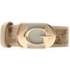 GUESS Cintura con Fibbia Logo G, Beige, Tessuto con Motivo Monogramma e Bordi in Pelle (L)