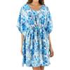 Disney Stitch Abito Caftano da Donna, Morbido Tessuto Floreale Design Tropicale Abito Caftano a Maniche Corte, Regalo per Donne e Adolescenti (IT, Testo, M, Regular, Regular, Blu)