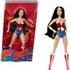 Mattel Barbie Signature Doll, Wonder Woman Collectible with Doll Stand in Red and Blue