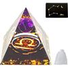 VBNZBK Piramide di Ametista, Cristalloterapia Pietre, 12 Segni Zodiacali, Piramide di Cristallo, con 1 Biglietto e 1 Sacchetto Regalo in Rete, Spirituali Decorazione Regalo per Donne Uomini(Bilancia)