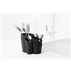 BLIMPLUS - Scolaposate Gocciolo Carbon Black 4 Scomparti Drenaggio Acqua - Organizzatore Posate Lavello - Made in Italy