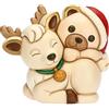 THUN - Teddy a Cavallo della Renna Robin in Ceramica Decorata a Mano, Versione Maxi, Addobbo Natalizio, Idea Regalo, 31.5x25.7x28 cm h