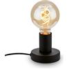 BRILONER - Lampada da comodino retrò con interruttore a cavo, attacco E27, max. 10 watt, lampada, lampada da scrivania, lampada da tavolo, lampada da ufficio, lampada da lettura, 10x9 cm, nero
