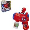 Lexibook, Marvel Spidey e i Suoi Fantastici Amici Lanciabolle Elettronico, Statuetta 3D Spidey, Effetti Luce e Suono dal Cartone Animato, Soluzione per Bolle da 100 ml Inclusa, Blu/Rosso, PRB30SP