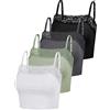 Bencailor 4 Canotte Corte Senza Maniche Top con Bordi Pizzo Canottiere Scollo per Donna (Nero, Grigio Scuro, Verde, Bianco, XL)