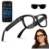 pmstuy Occhiali con Telecamera HD 8MP, Video, Traduzione in Tempo Reale, Assistente Vocale AI Riconoscimento AI Chiamate e Musica, Occhiali Smart Glasses Lenti Anti Luce Blu, Occhiali da sole Intercambiabili