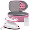 The Quilted Bear Mini Ferro da Stiro a Vapore Premium - Ferro da Viaggio per Cucito, Patchwork, Quilting e Vestiti - Con Custodia Rigida e Poggi Ferro (Rosa)