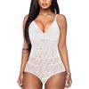 BRABIC Body in pizzo da donna, indumento modellante con effetto contenitivo, top senza maniche, scollo a V, canotta a schiena nuda, tuta modellante, bianco, Large
