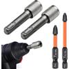 NIYATA SDS Plus - Adattatore da 6,35 mm (1/4''), 2 adattatori, supporto per punte SDS + 50/70 mm, 1 punta a croce, attacco esagonale per trapano a percussione