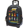 Tinta Unita Generico Trolley Zaino Scuola Dream Cross STUMBLE GUYS, Sganciabile NUOVE RUOTE SALI SCALE con carrello amovibile TEEN Pool Over NERO